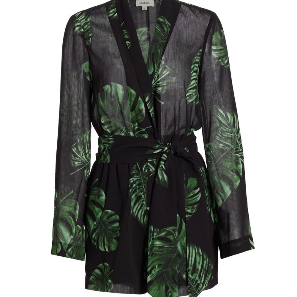 L’Agence Arabella leaf print romper Size 0 Excellent condition